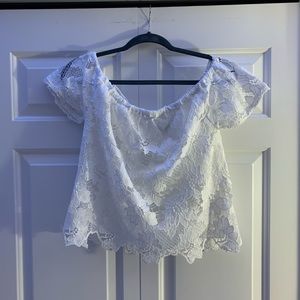 Kendall & Kylie Collection Crochet white top